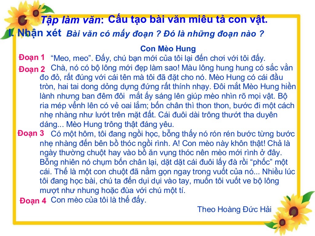 Tuan 29 cau tao bai van mieu ta con vat