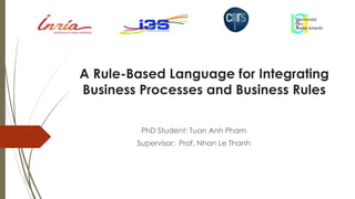 A Rule-Based Language for Integrating
Business Processes and Business Rules
PhD Student: Tuan Anh Pham
Supervisor: Prof. Nhan Le Thanh
 