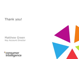 © Consumer Intelligence 2015
Slide: 22
Slide No: 22
© Consumer Intelligence 2015
Matthew Green
Key Account Director
Thank you!
 