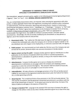TubeMogul Terms of Service (TOS) Amendment 
