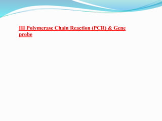 III Polymerase Chain Reaction (PCR) & Gene
probe
 