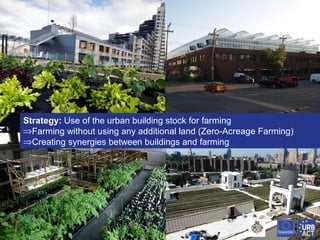 Click on the icon below to insert one or more
images showing the project/initiative...
What are the initial concept, strategies?
What are the development in-progress, the
results achieved?

Strategy: Use of the urban building stock for farming
⇒Farming without using any additional land (Zero-Acreage Farming)
⇒Creating synergies between buildings and farming

 
