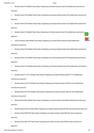 16/02/2024, 12:44 Tubes
https://www.mpjtubing.com/tubes/ 3/8
⚊ Stainless Steel 310 Welded Tubes (https://mpjtubing.com/tub...