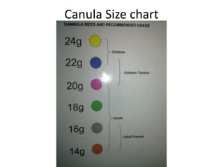 Canula Size chart
 