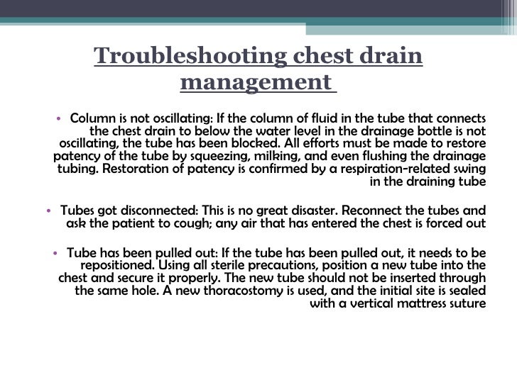 Tube Thoracostomy, Management