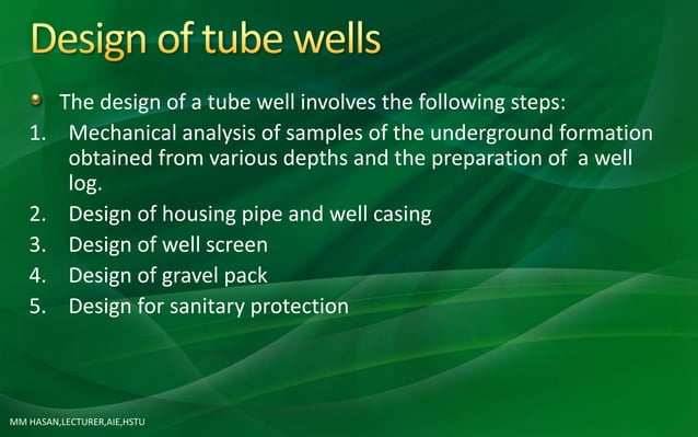 Tube wells and their design | PPTX | Geology | Science