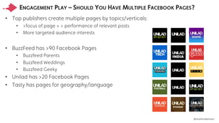 @markrrobertson
ENGAGEMENT PLAY – SHOULD YOU HAVE MULTIPLE FACEBOOK PAGES?
• Top publishers create multiple pages by topic...