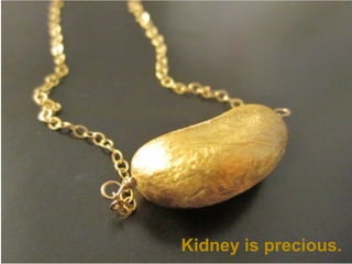 Kidney is precious.
 