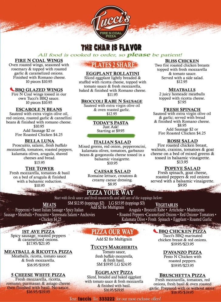 Tucci's Menu