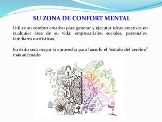 SU ZONA DE CONFORT MENTAL
Utilice su cerebro creativo para generar y ejecutar ideas creativas en
cualquier área de su vida...