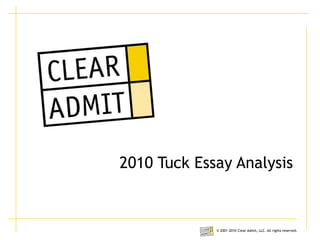 2010 Tuck Essay Analysis 
