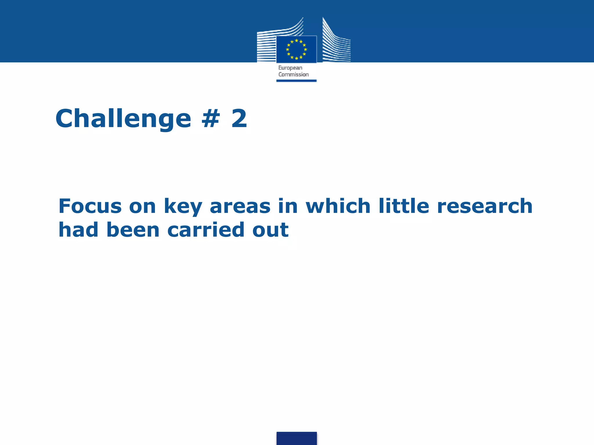Challenge # 2
• Focus on key areas in which little research
had been carried out
 