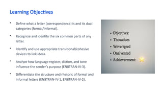 Mastering Correspondence: Structure, Cohesion, and Register in Formal ...