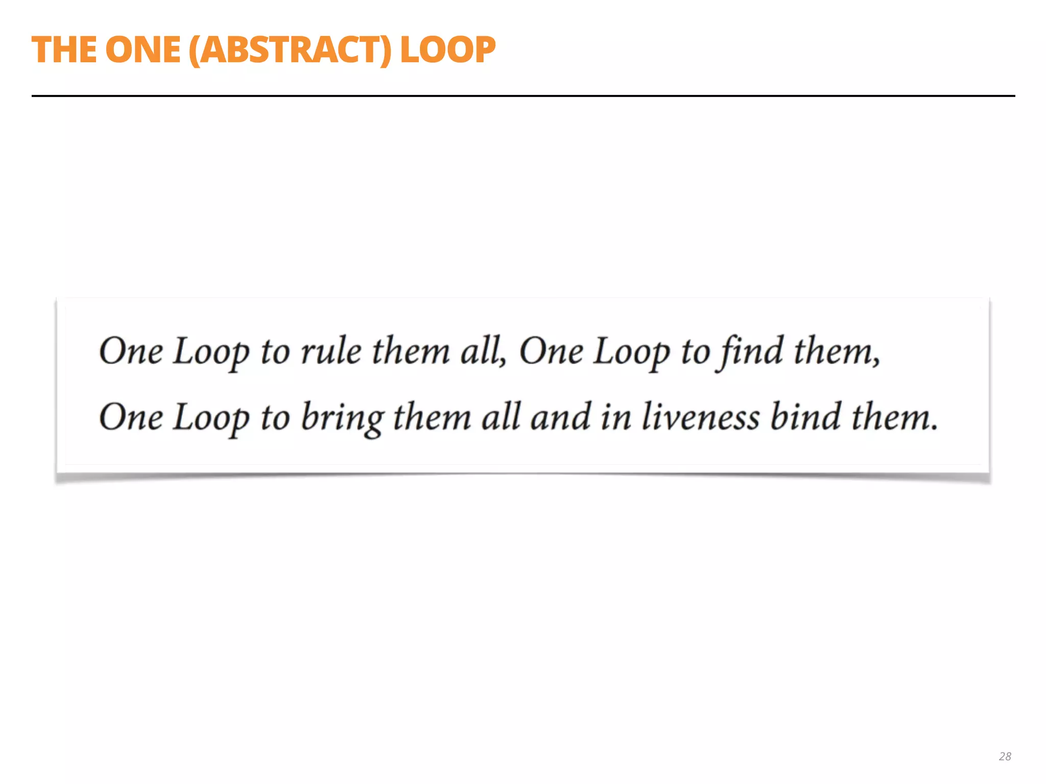 THE ONE (ABSTRACT) LOOP
28
 