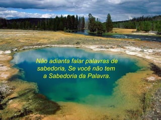 Não adianta falar palavras de
sabedoria, Se você não tem
  a Sabedoria da Palavra.
 