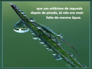 que um milésimo de segundo
depois de pisado, já não era mais
feito da mesma água. 
 