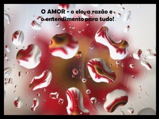 O AMOR - o elo, a razão e
o entendimento para tudo!
 