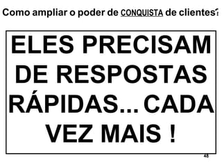 ELES PRECISAM DE RESPOSTAS RÁPIDAS...   CADA VEZ MAIS ! Como   ampliar   o   poder   de   CONQUISTA   de   clientes ? 
