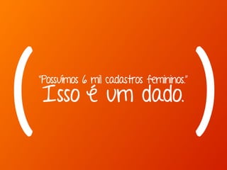 “Possuímos 6 mil cadastros femininos.”
Isso é um dado.
( )
 