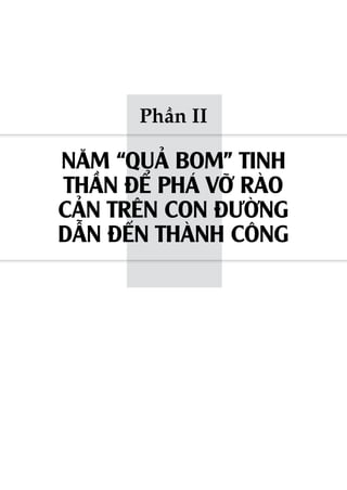 Phần II

NĂM “QUẢ BOM” TINH
THẦN ĐỂ PHÁ VỠ RÀO
CẢN TRÊN CON ĐƯỜNG
DẪN ĐẾN THÀNH CÔNG
 