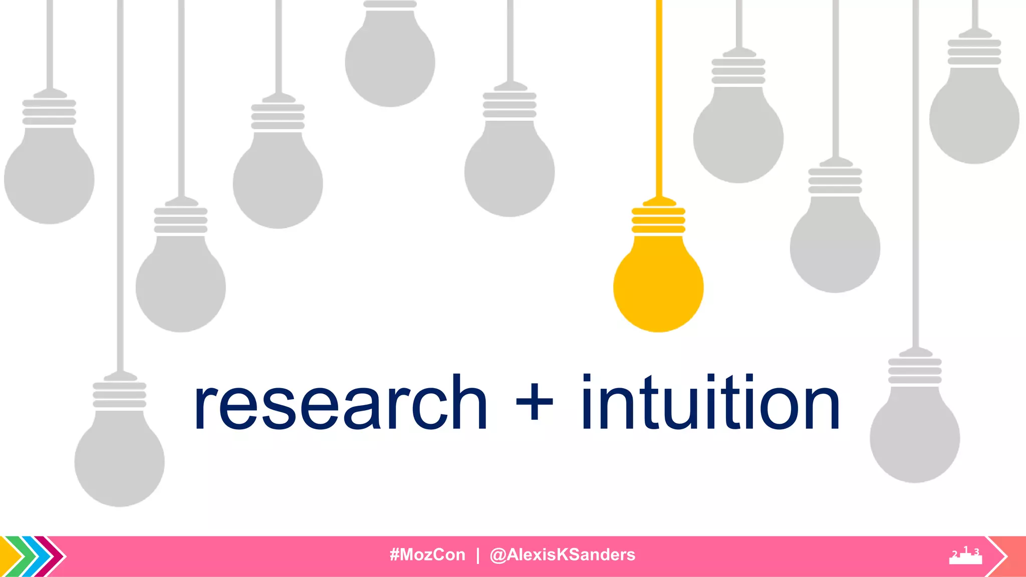 #MozCon | @AlexisKSanders
research + intuition
 