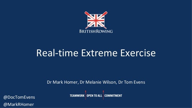 1
Real-time Extreme Exercise
Dr Mark Homer, Dr Melanie Wilson, Dr Tom Evens
@DocTomEvens
@MarkRHomer
 