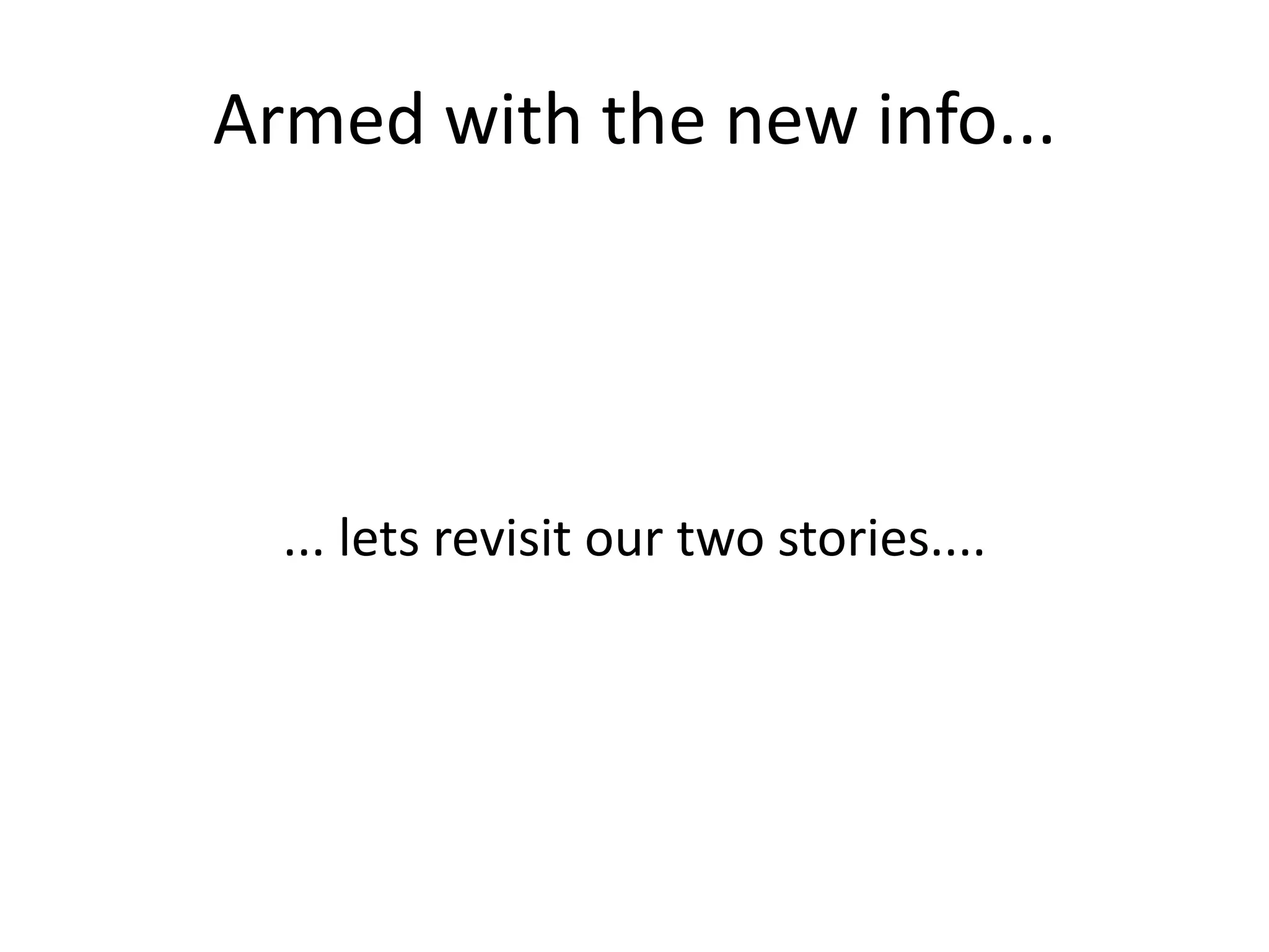 Armed with the new info...

... lets revisit our two stories....

 