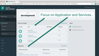  Screen shot of Dev Console – pointing out
simple abstraction
 Demo
Focus on Application and Services..
 