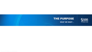 Copyr ight © 2014, SAS Institute Inc. All rights reser ved.
THE PURPOSE
WHAT WE WANT…
 