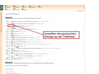 Auswählen des gewünschten Eintrags aus der Trefferliste 