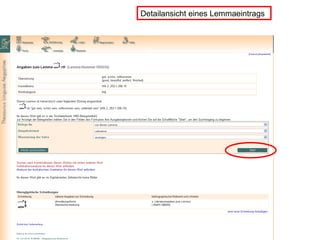 Detailansicht eines Lemmaeintrags 