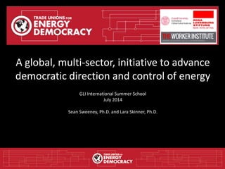 A global, multi-sector, initiative to advance
democratic direction and control of energy
GLI International Summer School
J...