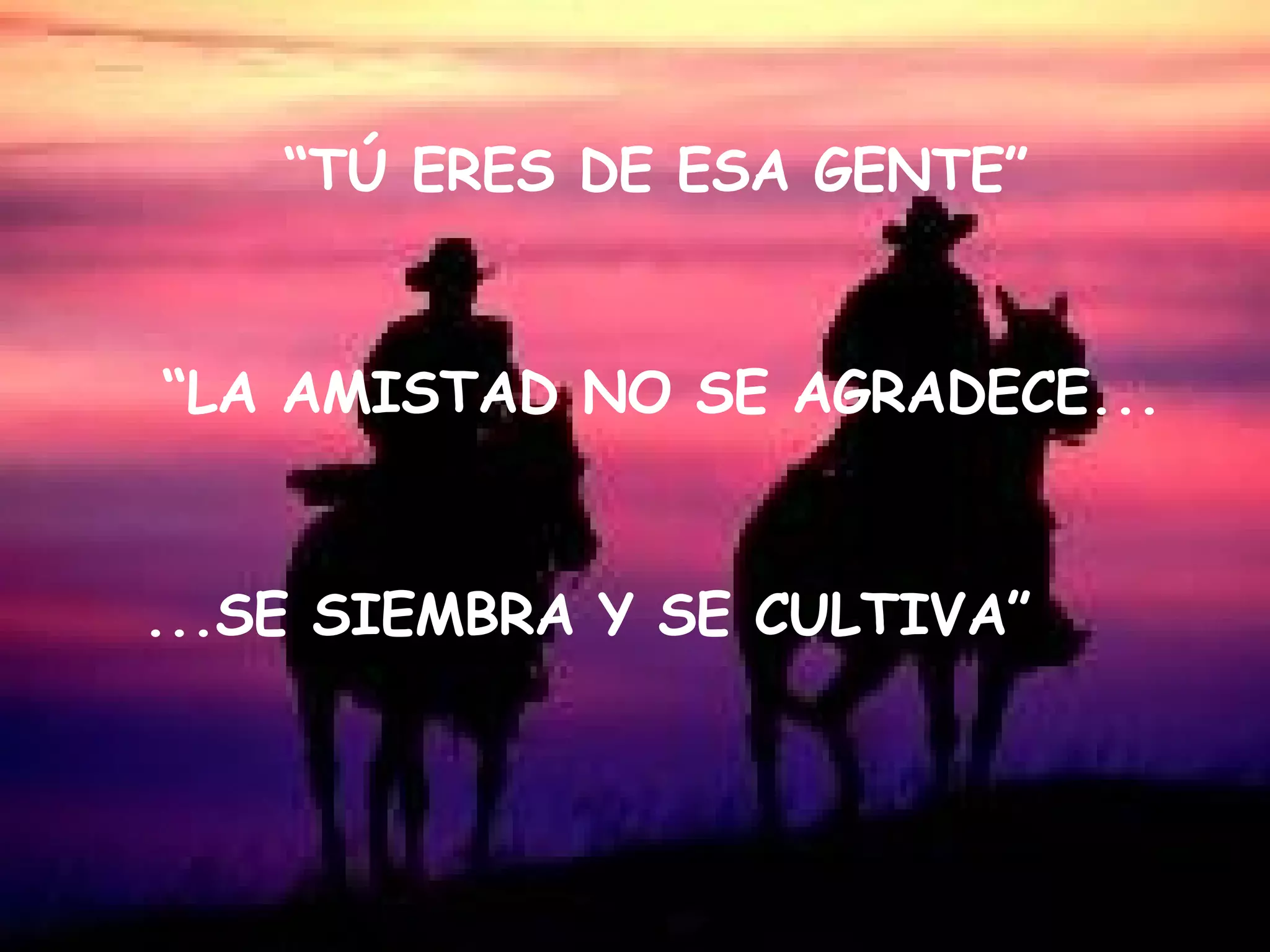 “ TÚ ERES DE ESA GENTE” “ LA AMISTAD NO SE AGRADECE... ...SE SIEMBRA Y SE CULTIVA”