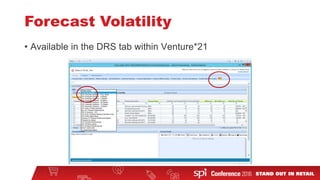 Forecast Volatility
• Available in the DRS tab within Venture*21
 