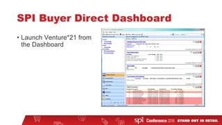 SPI Buyer Direct Dashboard
• Launch Venture*21 from
the Dashboard
 