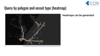 Query by polygon and vessel type (heatmap)
Heatmaps can be generated
 