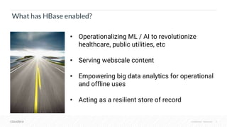 Confidential – Restricted 3
What has HBase enabled?
• Operationalizing ML / AI to revolutionize
healthcare, public utiliti...