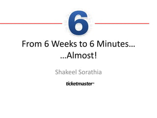 From 6 Weeks to 6 Minutes… 
…Almost! 
Shakeel Sorathia 
 
