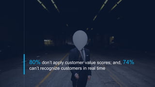 @ayat
80% don’t apply customer value scores; and, 74%
can’t recognize customers in real time
 