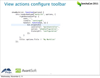 View actions conﬁgure toolbar   SenchaCon 2011




   2011 Pegasystems Inc.   30


Wednesday, November 2, 11
 