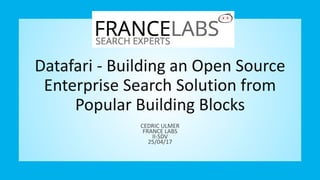 Datafari - Building an Open Source
Enterprise Search Solution from
Popular Building Blocks
CEDRIC ULMER
FRANCE LABS
II-SDV
25/04/17
 