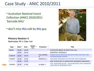 Case Study - ANIC 2010/2011 Australian National Insect Collection (ANIC) 2010/2011 ‘barcode blitz’ don’t miss  this  talk by  this  guy 