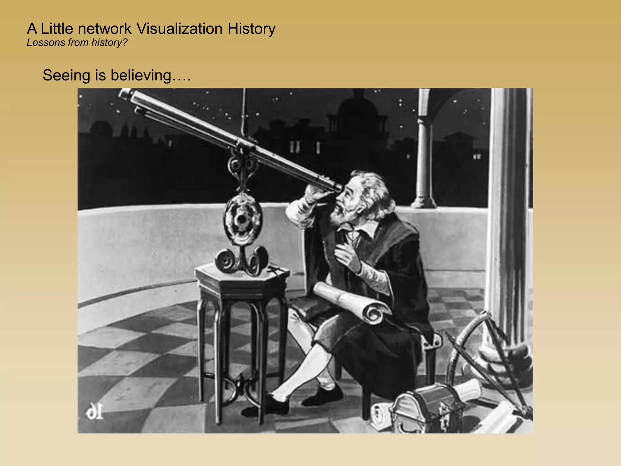 Seeing is believing….
A Little network Visualization History
Lessons from history?
 