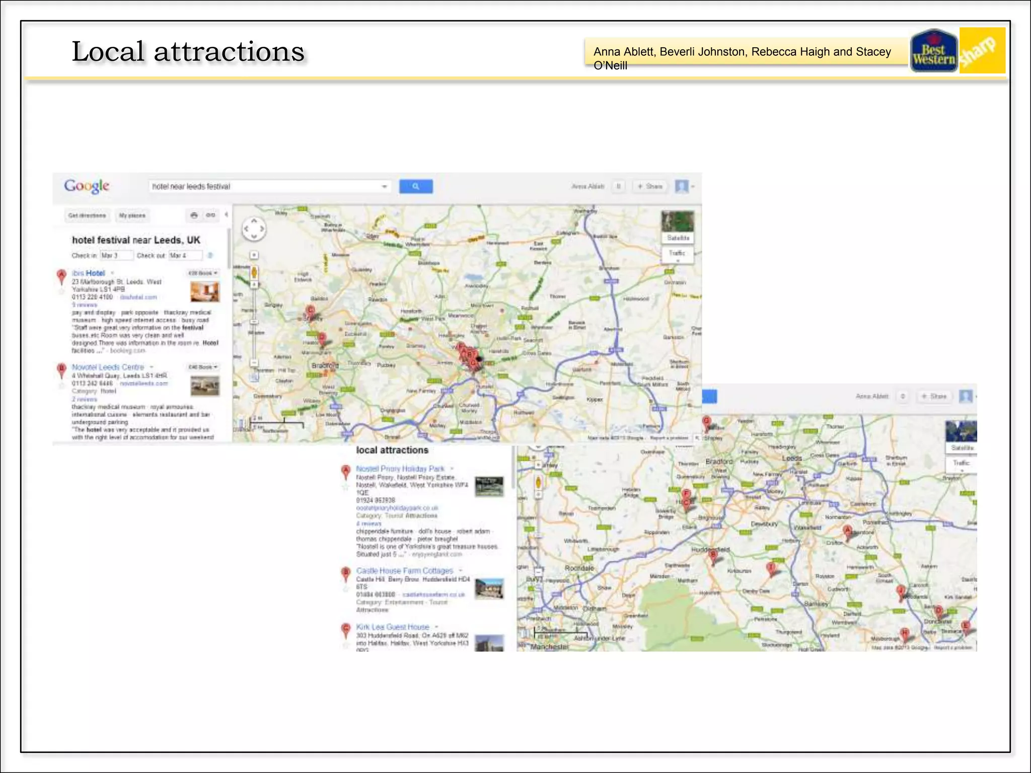 Anna Ablett, Beverli Johnston, Rebecca Haigh and Stacey
O’Neill
Local attractions
 
