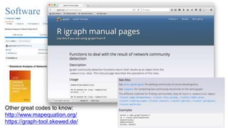 Software
Other great codes to know:
http://www.mapequation.org/
https://graph-tool.skewed.de/
 