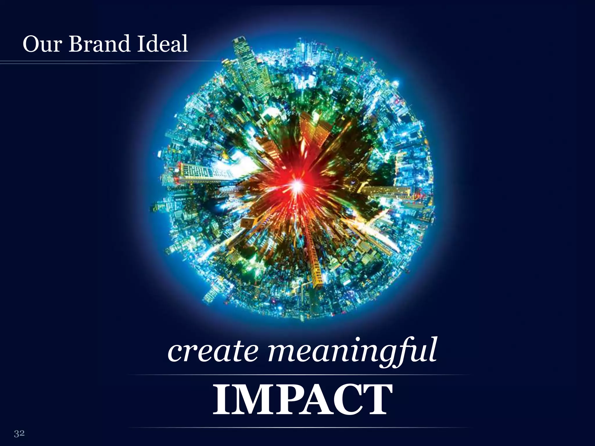 Our Brand Ideal
32
create meaningful
IMPACT
 