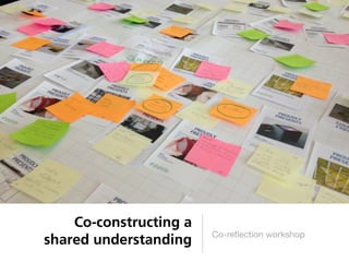 Co-constructing a
                        Co-reﬂection workshop
shared understanding
 