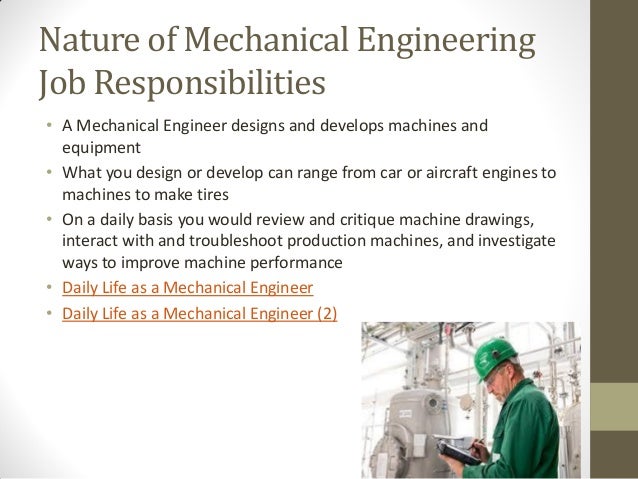 responsibilities of mechanical engineer