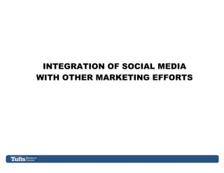 INTEGRATION OF SOCIAL MEDIA
WITH OTHER MARKETING EFFORTS
 