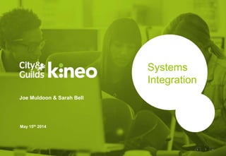 1
Systems
Integration
Joe Muldoon & Sarah Bell
May 15th 2014
 